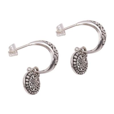 Alternate image for Half-Hoop-Style Sterling Silver Dangle Earrings from Bali Giving Life