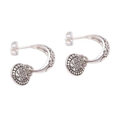 Alternate image for Half-Hoop-Style Sterling Silver Dangle Earrings from Bali Giving Life