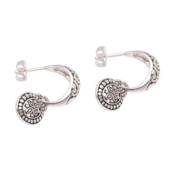 Alternate image for Half-Hoop-Style Sterling Silver Dangle Earrings from Bali Giving Life