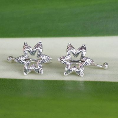 Alternate image for Handcrafted Sterling Silver Flower Ear Cuffs from Thailand Floral Summer