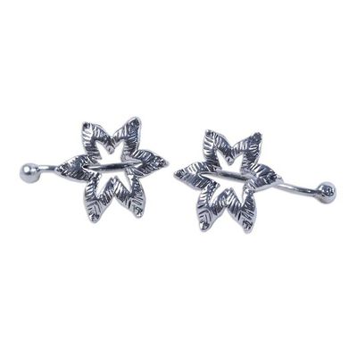 Alternate image for Handcrafted Sterling Silver Flower Ear Cuffs from Thailand Floral Summer