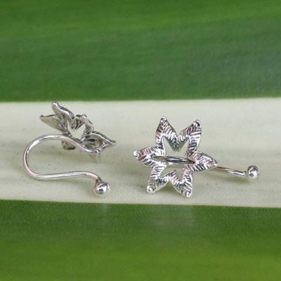 Alternate image for Handcrafted Sterling Silver Flower Ear Cuffs from Thailand Floral Summer