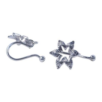 Alternate image for Handcrafted Sterling Silver Flower Ear Cuffs from Thailand Floral Summer