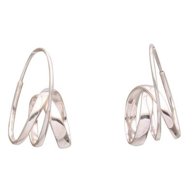 Alternate image for Modern Sterling Silver Hoop Earrings from Bali Modern Curls