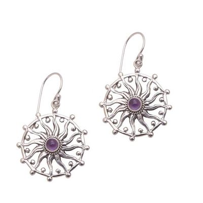 Alternate image for Sun Motif Amethyst Dangle Earrings from Bali Regal Rays