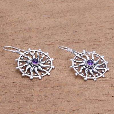 Alternate image for Sun Motif Amethyst Dangle Earrings from Bali Regal Rays