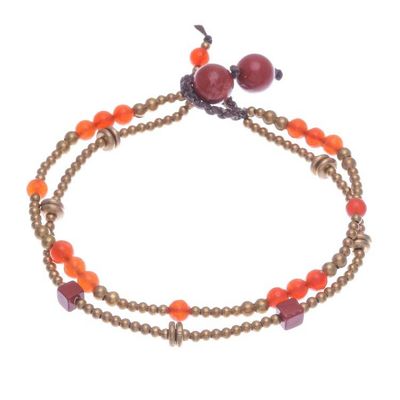 Alternate image for Jasper and Carnelian Beaded Bracelet Natural You in Orange