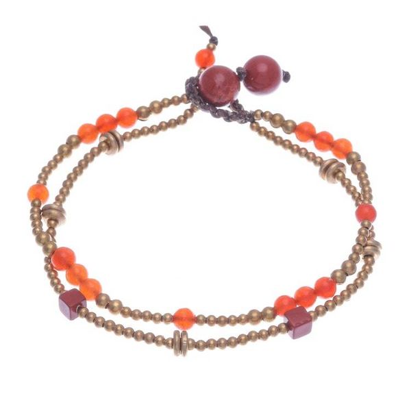 Alternate image for Jasper and Carnelian Beaded Bracelet Natural You in Orange