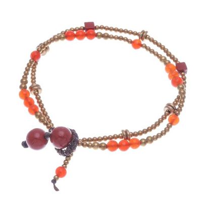 Alternate image for Jasper and Carnelian Beaded Bracelet Natural You in Orange