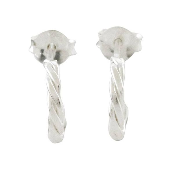 Alternate image for Thai Artisan Crafted Sterling Silver Half Hoop Earrings Intricately Minimal
