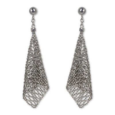 Alternate image for Hand Crafted Sterling Silver Bead Chain Dangle Earrings Sparkling Cornets