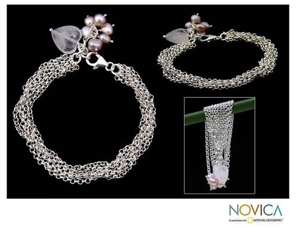Alternate image for Sterling Silver Chain Bracelet with Heart Charm Field of Love