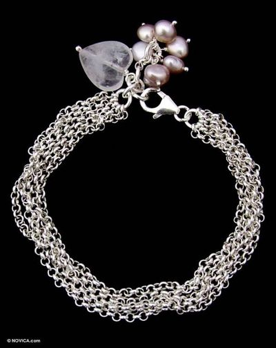 Alternate image for Sterling Silver Chain Bracelet with Heart Charm Field of Love
