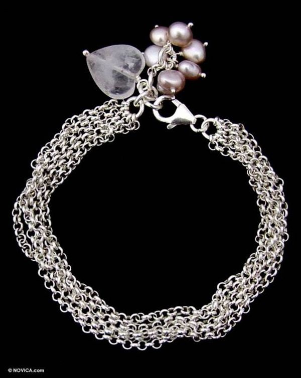 Alternate image for Sterling Silver Chain Bracelet with Heart Charm Field of Love
