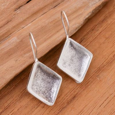 Alternate image for Rhombus-Shaped Modern Silver Drop Earrings from Thailand Geometric Rhombus Charm
