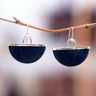 Alternate image for Sterling Silver and Blue Coconut Shell Dangle Earrings Celestial Shadow