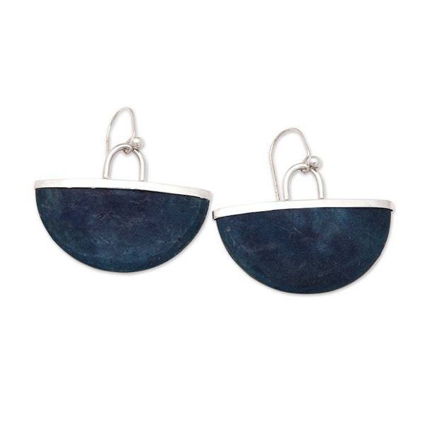Alternate image for Sterling Silver and Blue Coconut Shell Dangle Earrings Celestial Shadow
