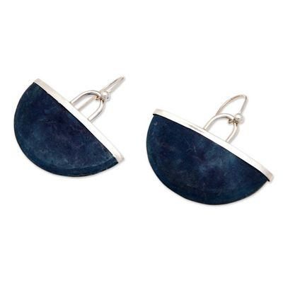 Alternate image for Sterling Silver and Blue Coconut Shell Dangle Earrings Celestial Shadow