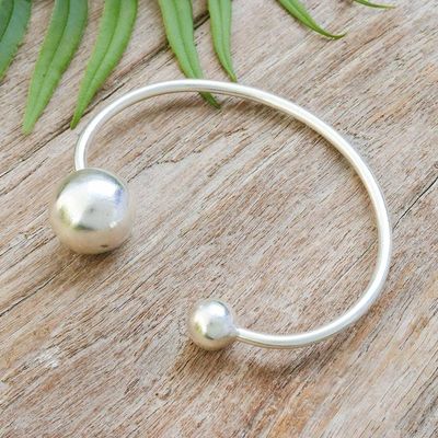 Alternate image for Silver Cuff Bracelet with Ball Accents and Matte Finish Radiant Orbs