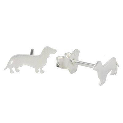 Alternate image for Dachshund Sterling Silver Stud Earrings from Thailand Dachshund