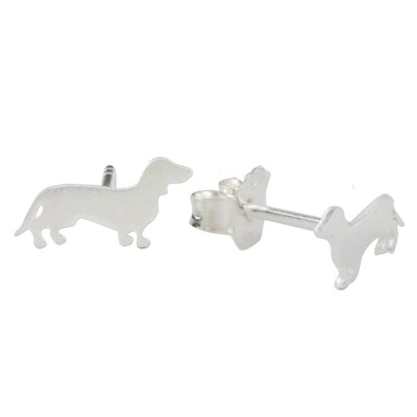 Alternate image for Dachshund Sterling Silver Stud Earrings from Thailand Dachshund