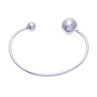 Alternate image for Silver Cuff Bracelet with Ball Accents and Matte Finish Radiant Orbs