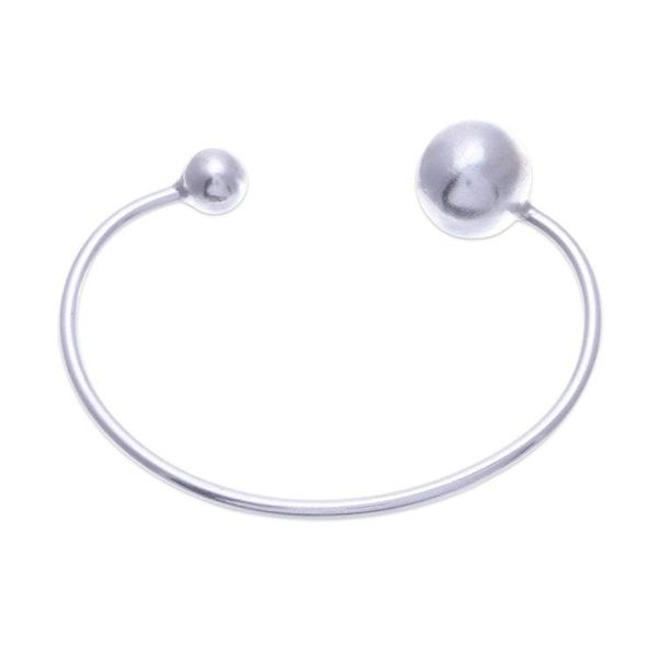 Alternate image for Silver Cuff Bracelet with Ball Accents and Matte Finish Radiant Orbs