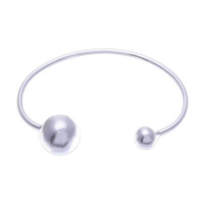 Alternate image for Silver Cuff Bracelet with Ball Accents and Matte Finish Radiant Orbs