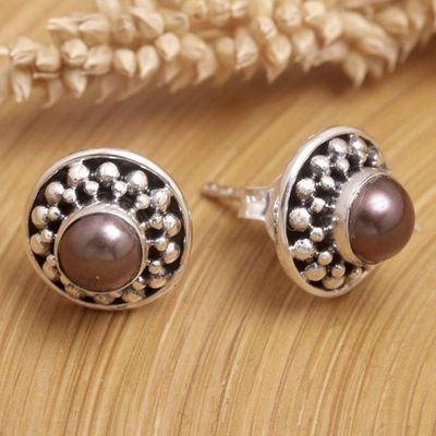 Alternate image for Cultured Pearl and Sterling Silver Stud Earrings from Bali Magical Glam
