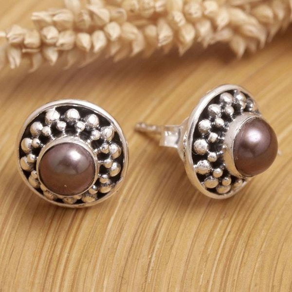 Alternate image for Cultured Pearl and Sterling Silver Stud Earrings from Bali Magical Glam