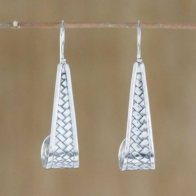 Primary image for Sterling Silver Weave Motif Dangle Earrings from Thailand Curling Weave