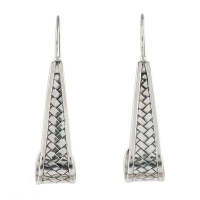 Alternate image for Sterling Silver Weave Motif Dangle Earrings from Thailand Curling Weave
