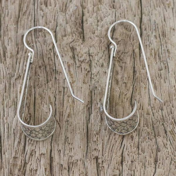 Alternate image for Sterling Silver Weave Motif Dangle Earrings from Thailand Curling Weave