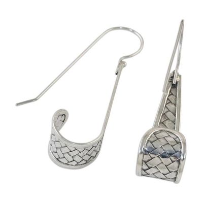 Alternate image for Sterling Silver Weave Motif Dangle Earrings from Thailand Curling Weave