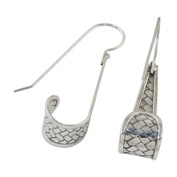 Alternate image for Sterling Silver Weave Motif Dangle Earrings from Thailand Curling Weave