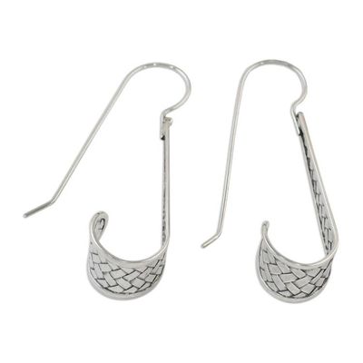 Alternate image for Sterling Silver Weave Motif Dangle Earrings from Thailand Curling Weave