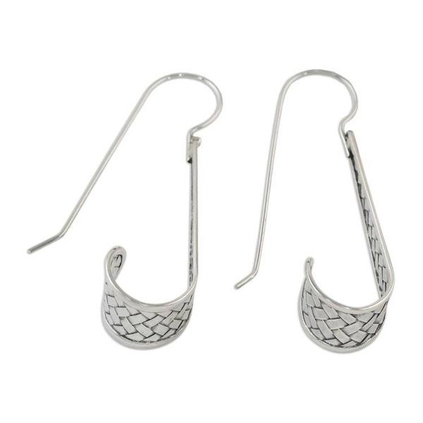 Alternate image for Sterling Silver Weave Motif Dangle Earrings from Thailand Curling Weave