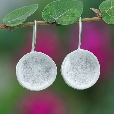 Alternate image for Circle Geometric Modern Matte 950 Silver Drop Earrings Geometric Circular Charm