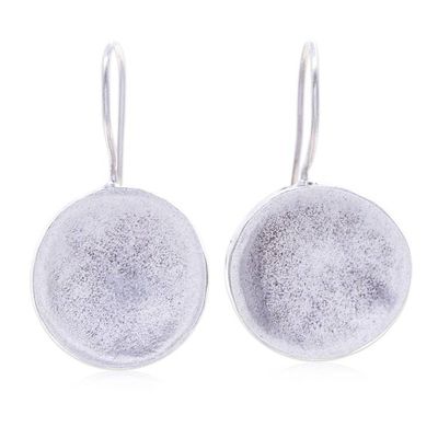 Alternate image for Circle Geometric Modern Matte 950 Silver Drop Earrings Geometric Circular Charm