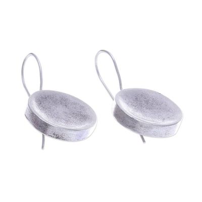 Alternate image for Circle Geometric Modern Matte 950 Silver Drop Earrings Geometric Circular Charm