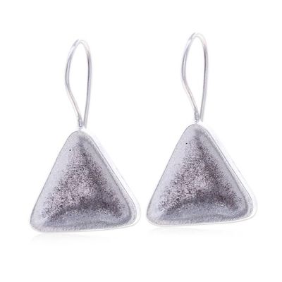 Alternate image for Modern Matte 950 Silver Drop Earrings with Triangle Design Geometric Triangular Charm