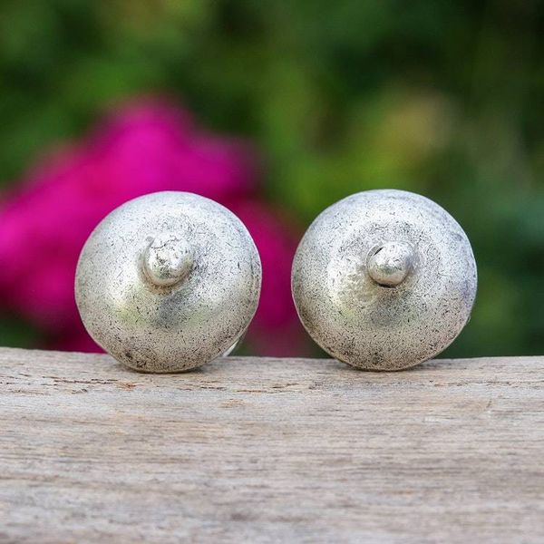 Alternate image for Spinning Top-Themed 950 Silver Double-Sided Button Earrings Spinning Top