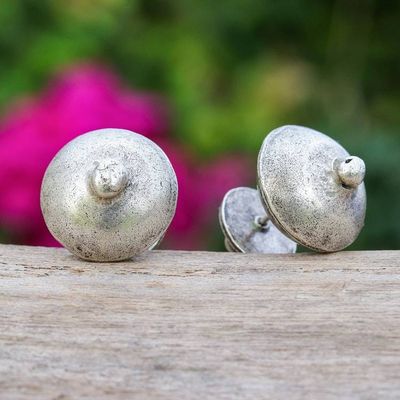 Alternate image for Spinning Top-Themed 950 Silver Double-Sided Button Earrings Spinning Top