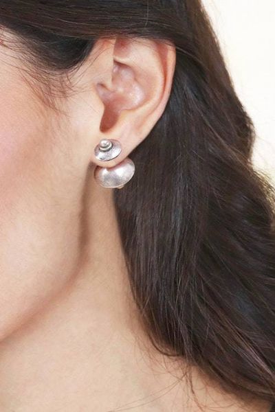 Alternate image for Spinning Top-Themed 950 Silver Double-Sided Button Earrings Spinning Top
