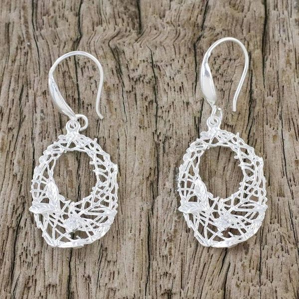 Alternate image for Sterling Silver Wire Dangle Earrings from Thailand Shining Nests