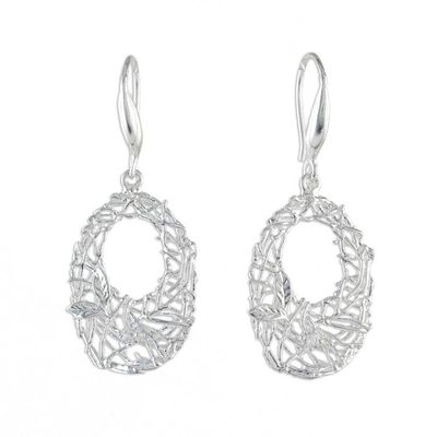Alternate image for Sterling Silver Wire Dangle Earrings from Thailand Shining Nests