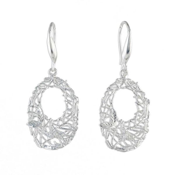 Alternate image for Sterling Silver Wire Dangle Earrings from Thailand Shining Nests