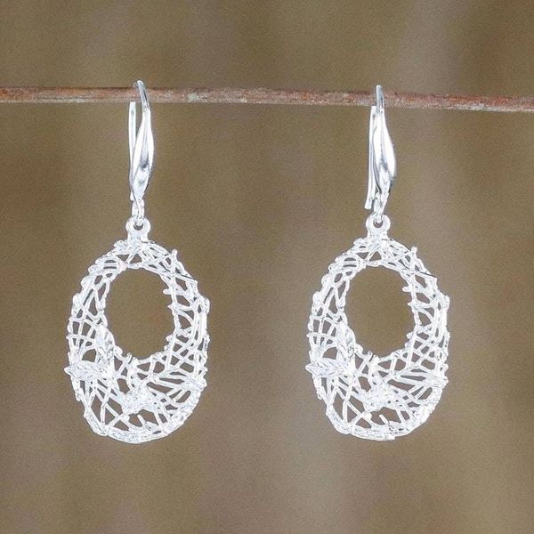 Alternate image for Sterling Silver Wire Dangle Earrings from Thailand Shining Nests