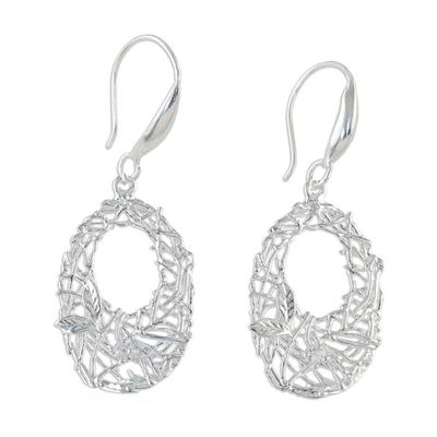 Alternate image for Sterling Silver Wire Dangle Earrings from Thailand Shining Nests