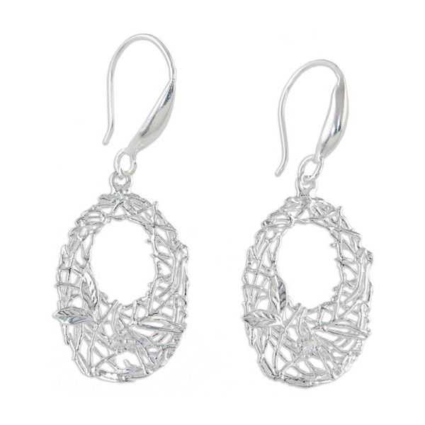 Alternate image for Sterling Silver Wire Dangle Earrings from Thailand Shining Nests